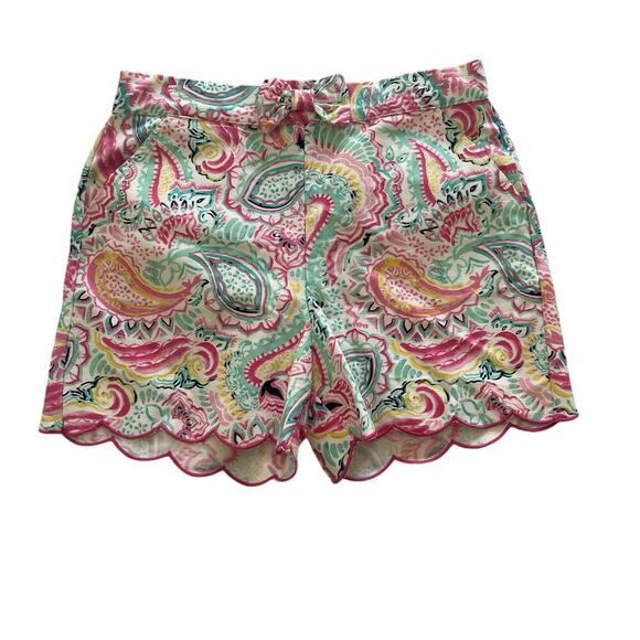 Crown&Ivy Kids Colorful Tropical Print W/ Bow  Scallop Hem Shorts Size: XL - Picture 1 of 6